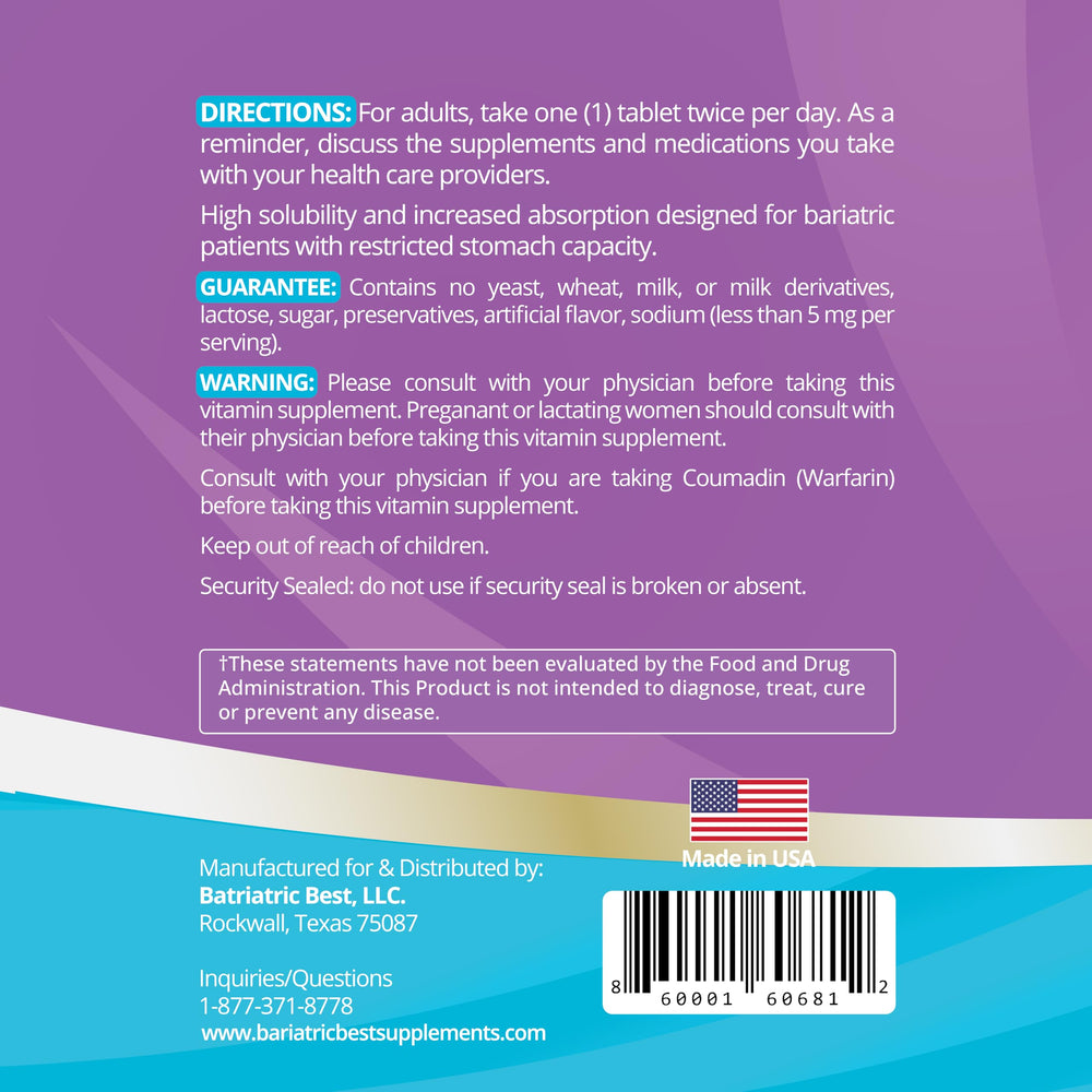 High ADEK tablets dissolve quickly, promoting faster nutrient absorption after meals.
