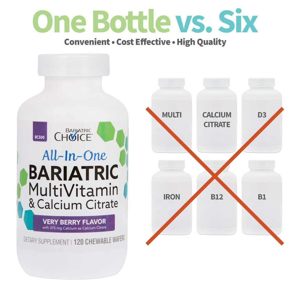 Bariatric Choice daily vitamin nutrition label close-up highlights comprehensive nutrition