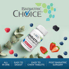 Label on Bariatric Choice multivitamin highlighting a complete 22-vitamin profile