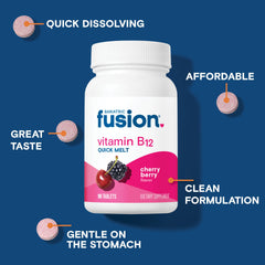 Bariatric Fusion B12 Melts cherry berry flavor close-up highlights tasty, sugar-free option.