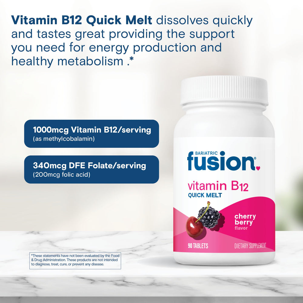 Bariatric Fusion B12 Melts non-GMO icon suggests clean formula.