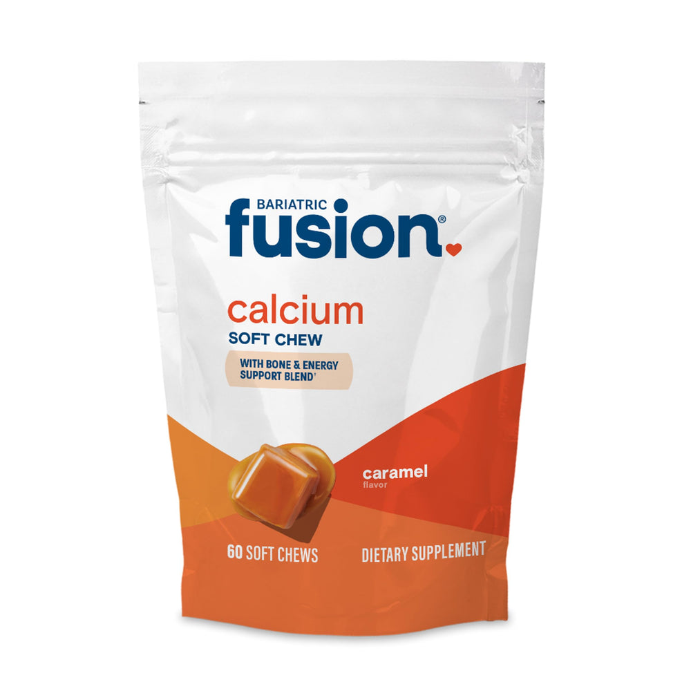 Bariatric Fusion calcium chews bottle pour shows convenient daily supplement for on-the-go use