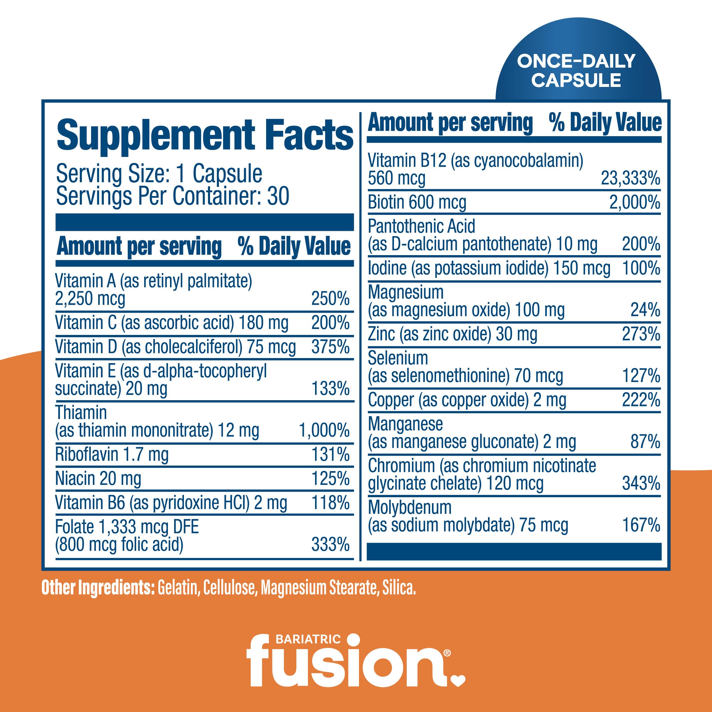 Side view of Bariatric Fusion bottle highlighting compact packaging.