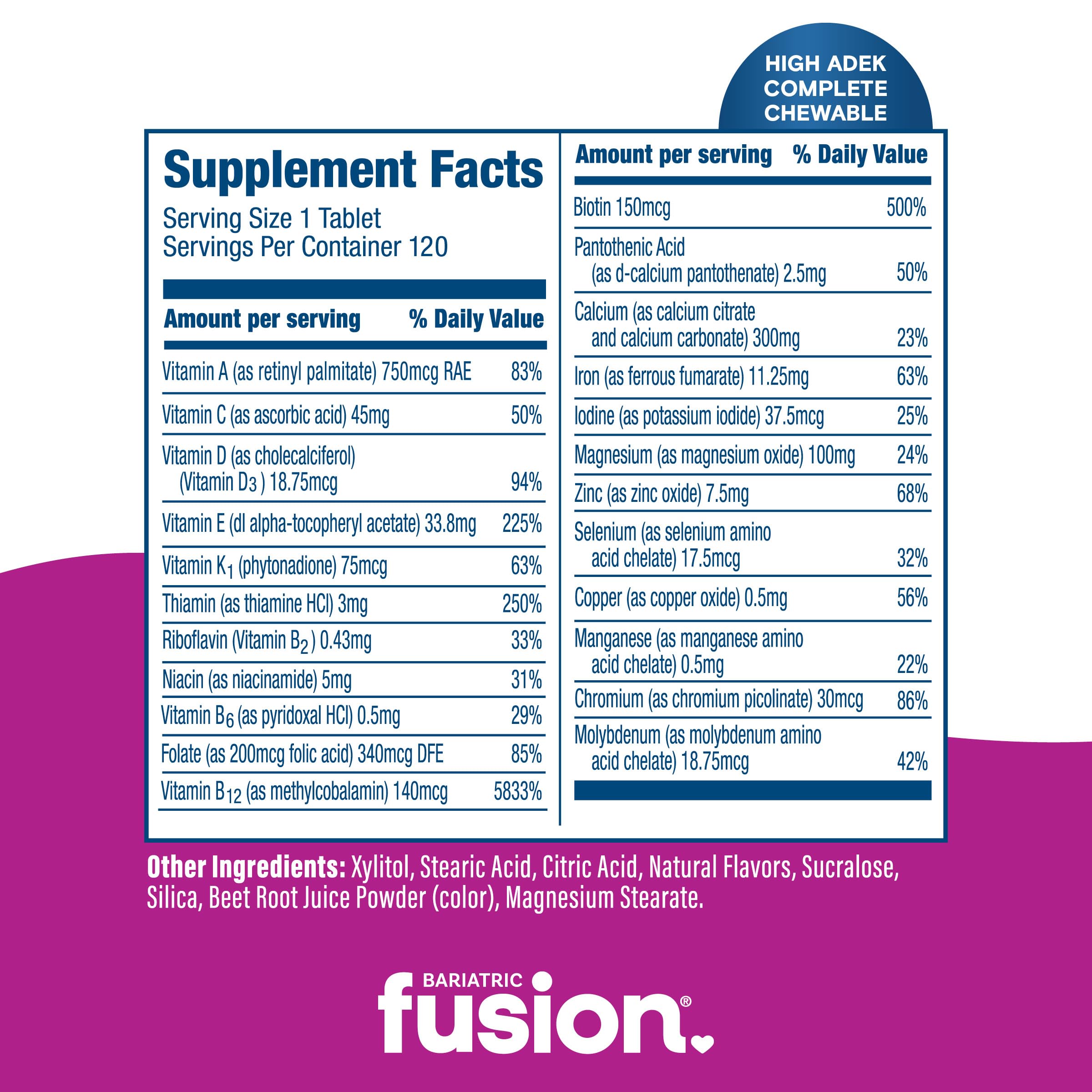 Bariatric Fusion chewable tablets dispensing shot illustrating dosing routine