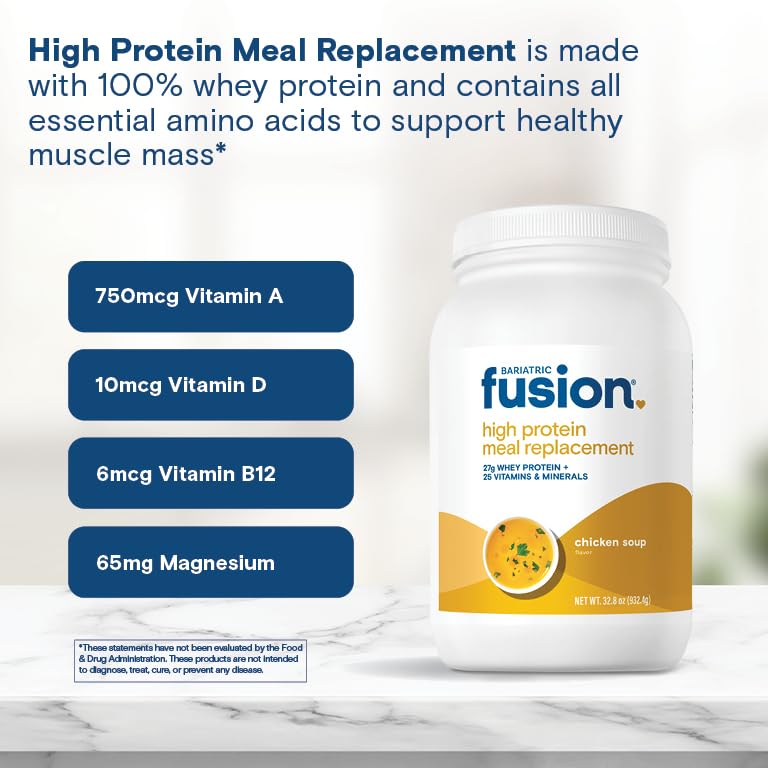 Bariatric Fusion Chicken Soup ingredient label highlights gluten-free and no sugar