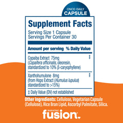 Bariatric Fusion GLP-ONE+ ingredients graphic featuring xanthohumalone and beta-caryophyllene.