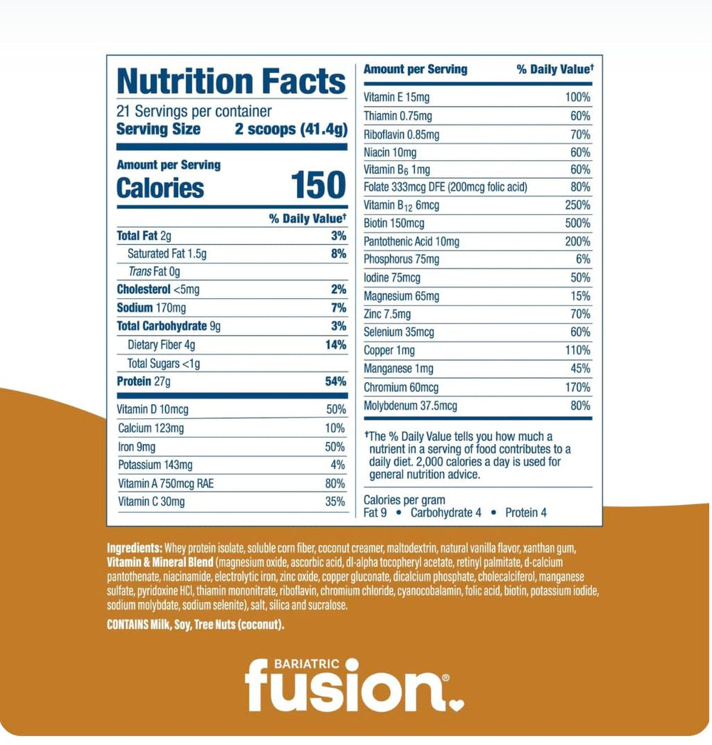 Bariatric Fusion Vanilla shake in a glass with a creamy texture.