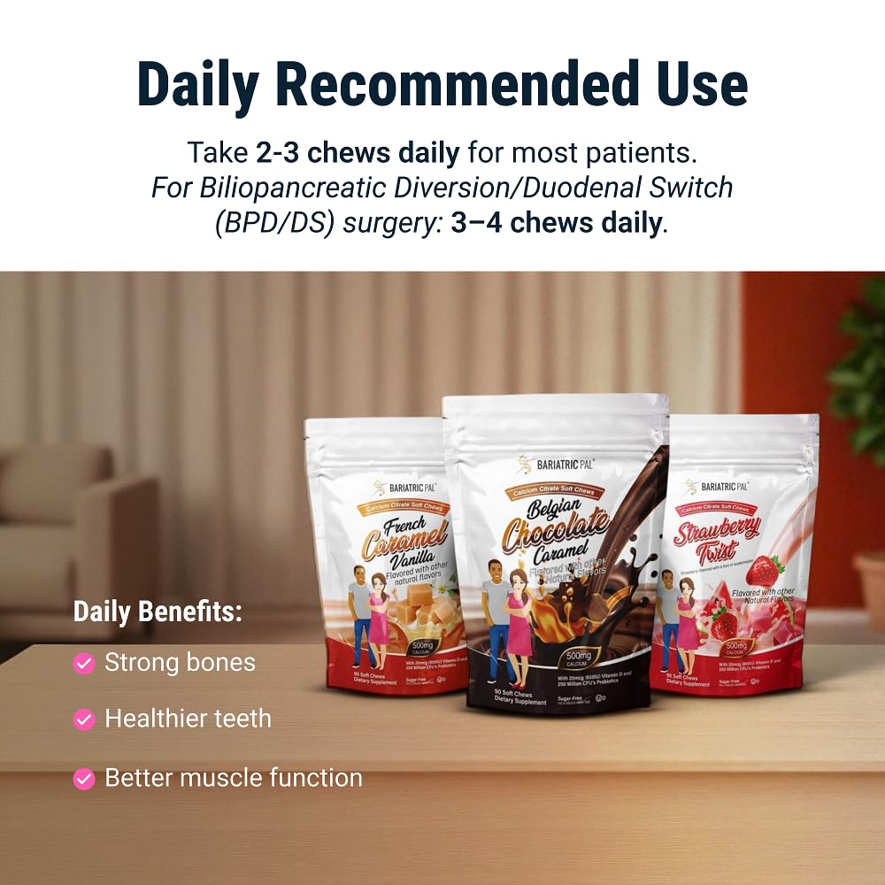 BariatricPal Sugar-Free Calcium Citrate Soft Chews probiotics label indicating 250 million CFU.