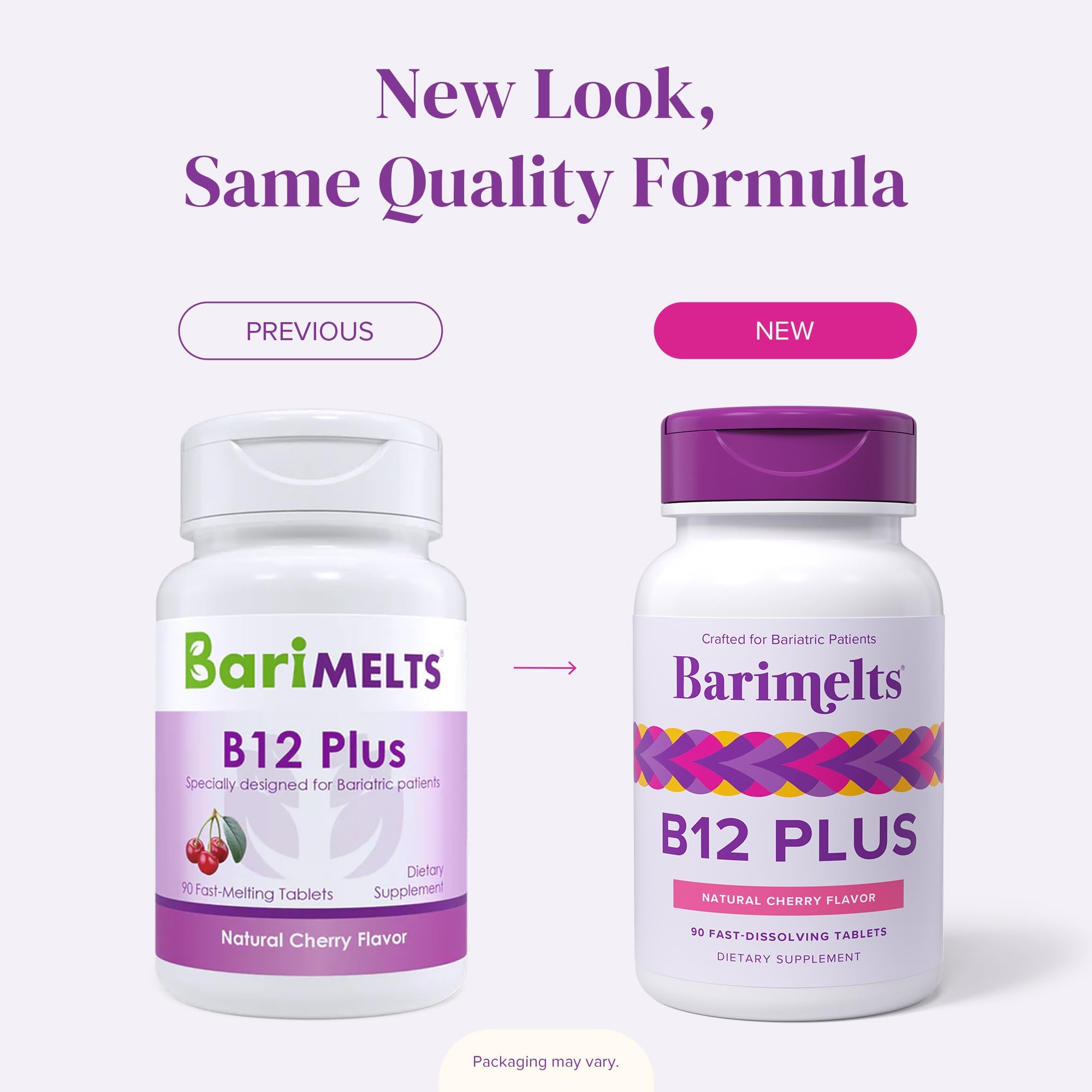 Close-up of B12 Plus ingredients: B12, B6, folate and biotin for balance.