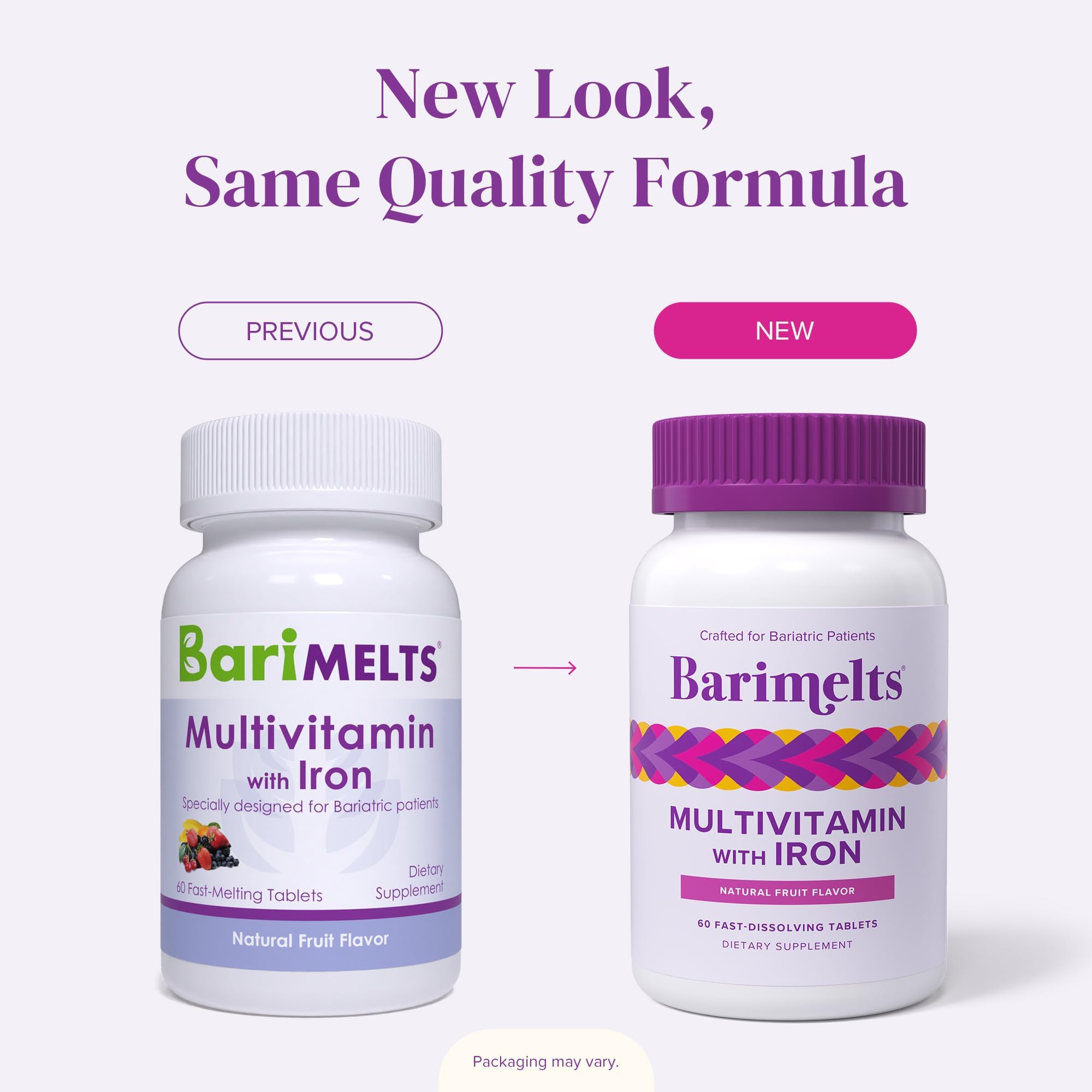 Ingredients panel and nutrient details for Barimelts multivitamin