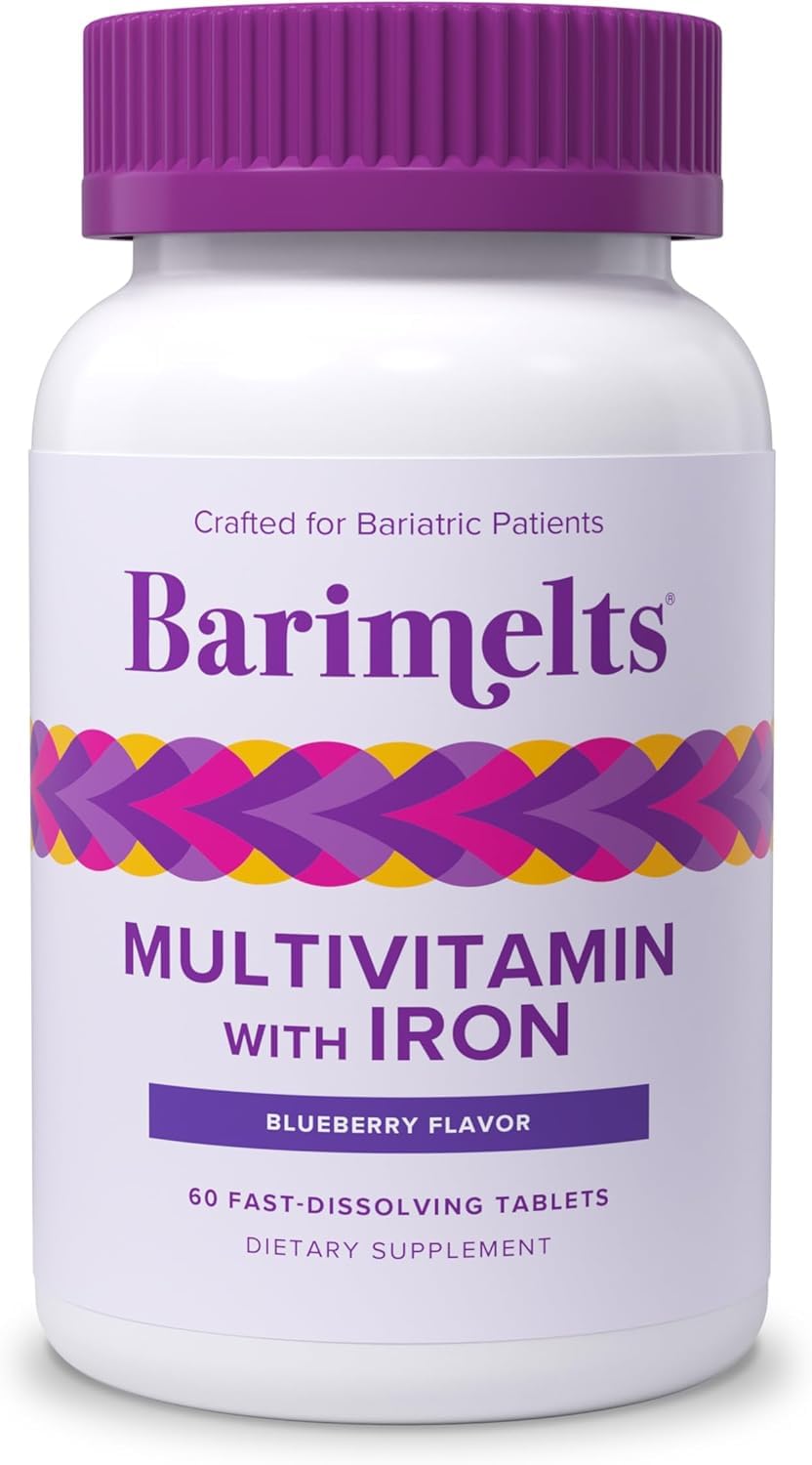 Barimelts bariatric multivitamin bottle with iron for post-op nutrition support