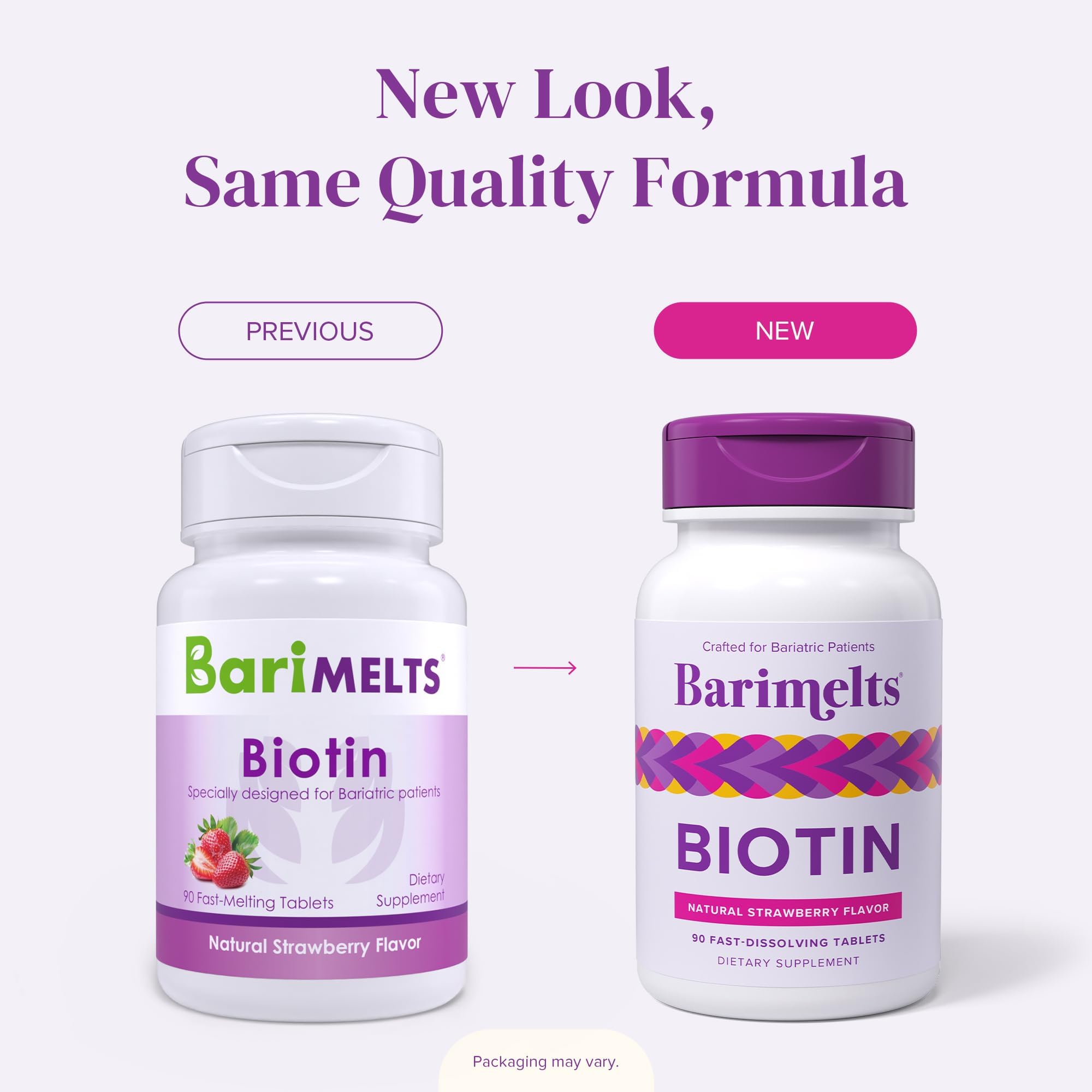 BariMelts bottle with packaging on a kitchen counter.