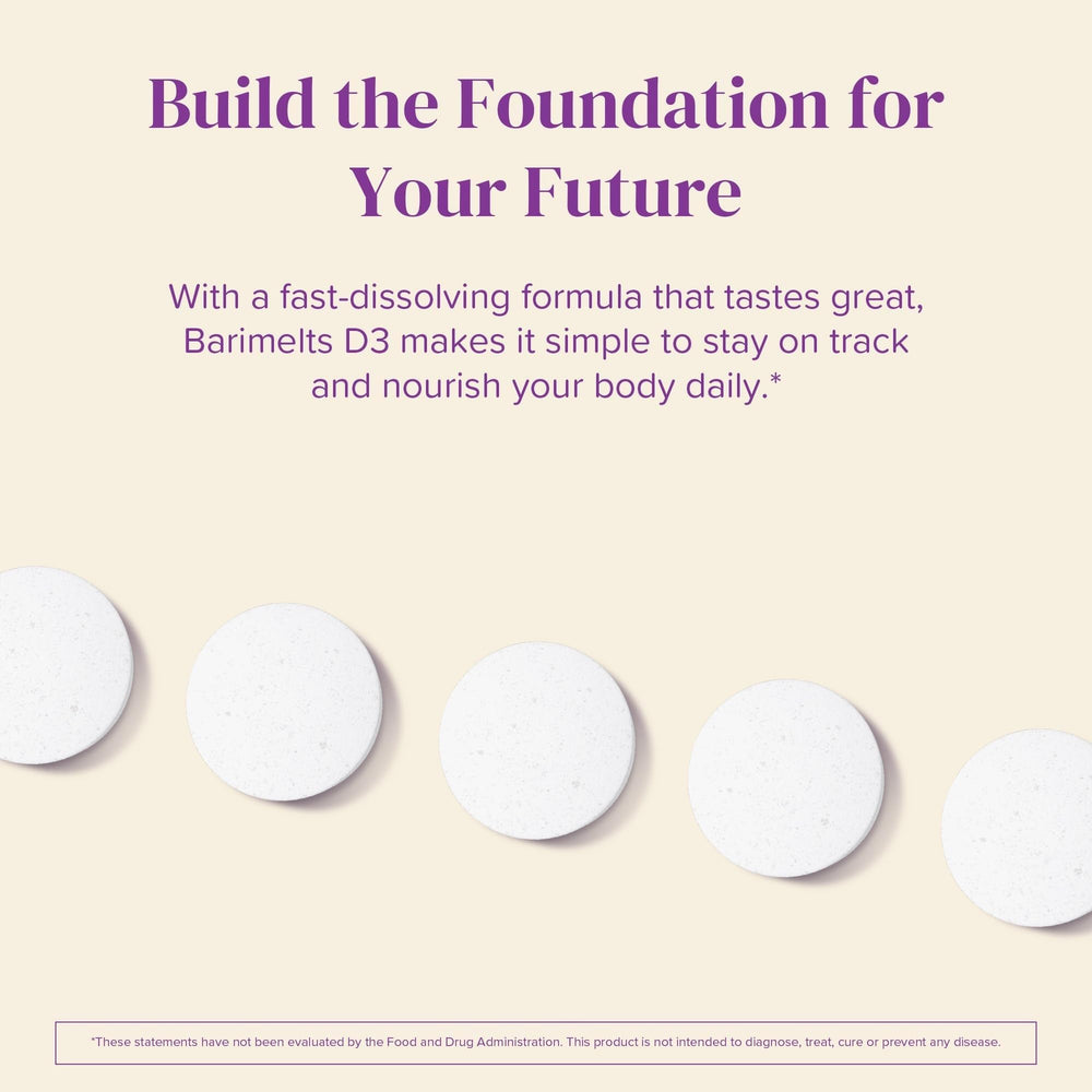 BariMelts supplement facts label showing ingredients and purity for informed choices