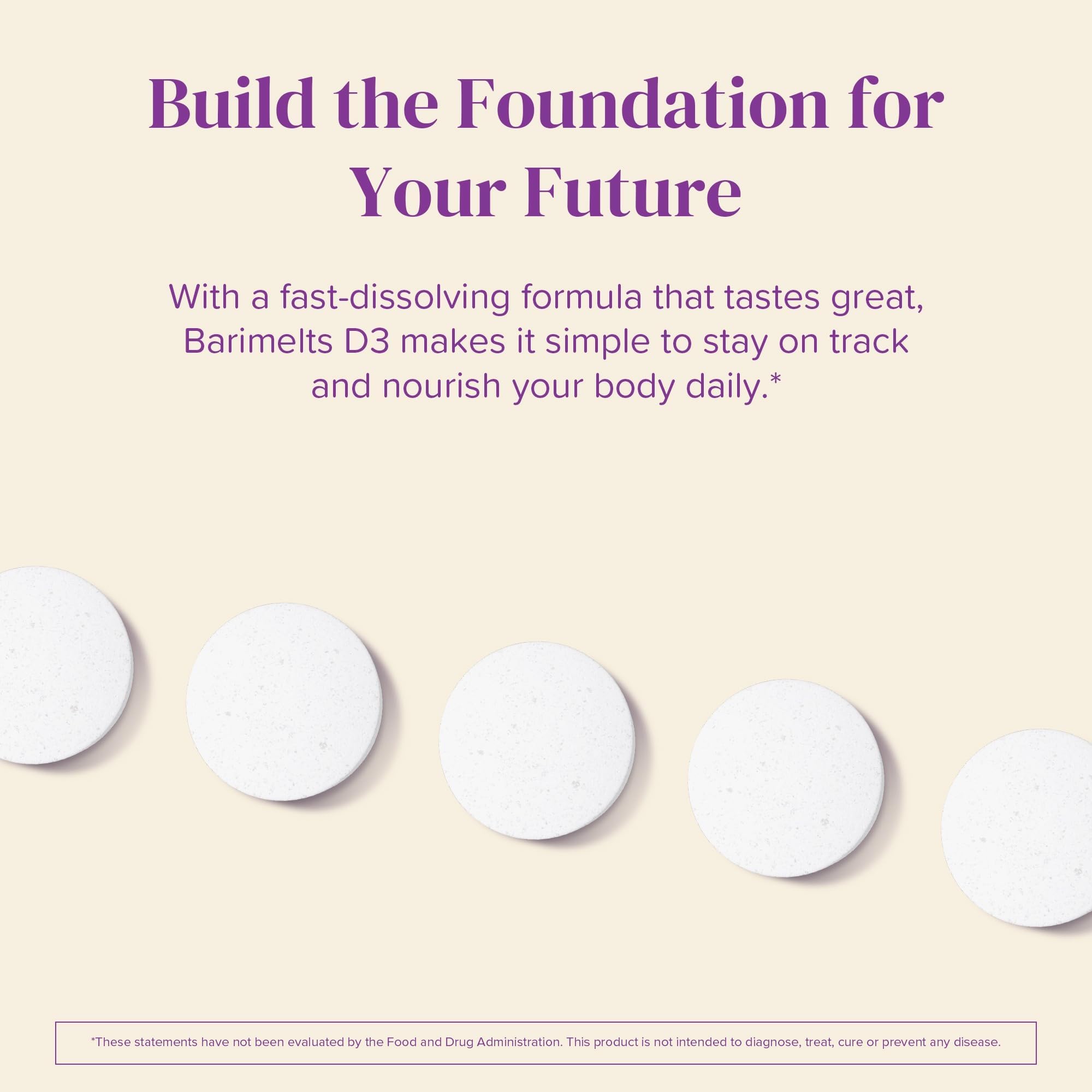 Barimelts D3 tablet close-up with smooth texture