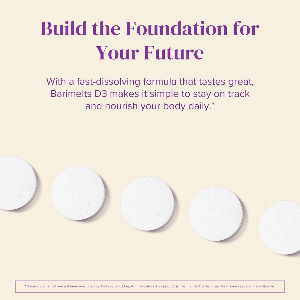 Barimelts D3 tablet close-up with smooth texture