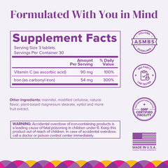 Barimelts Iron melt tablets closeup, smooth melt-in-mouth texture for convenient dosing.