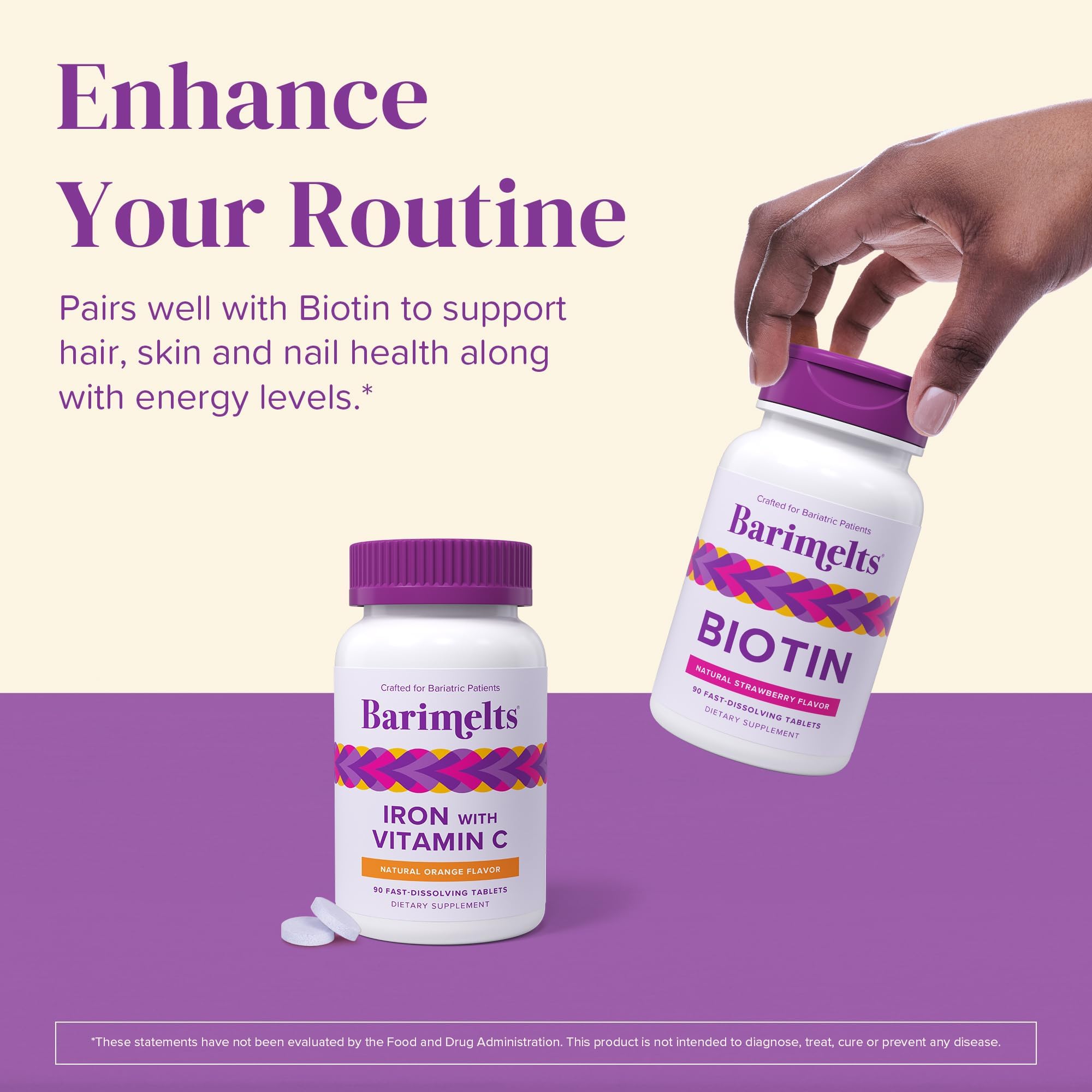 Barimelts Iron natural orange flavor, tasty option with natural sweeteners.