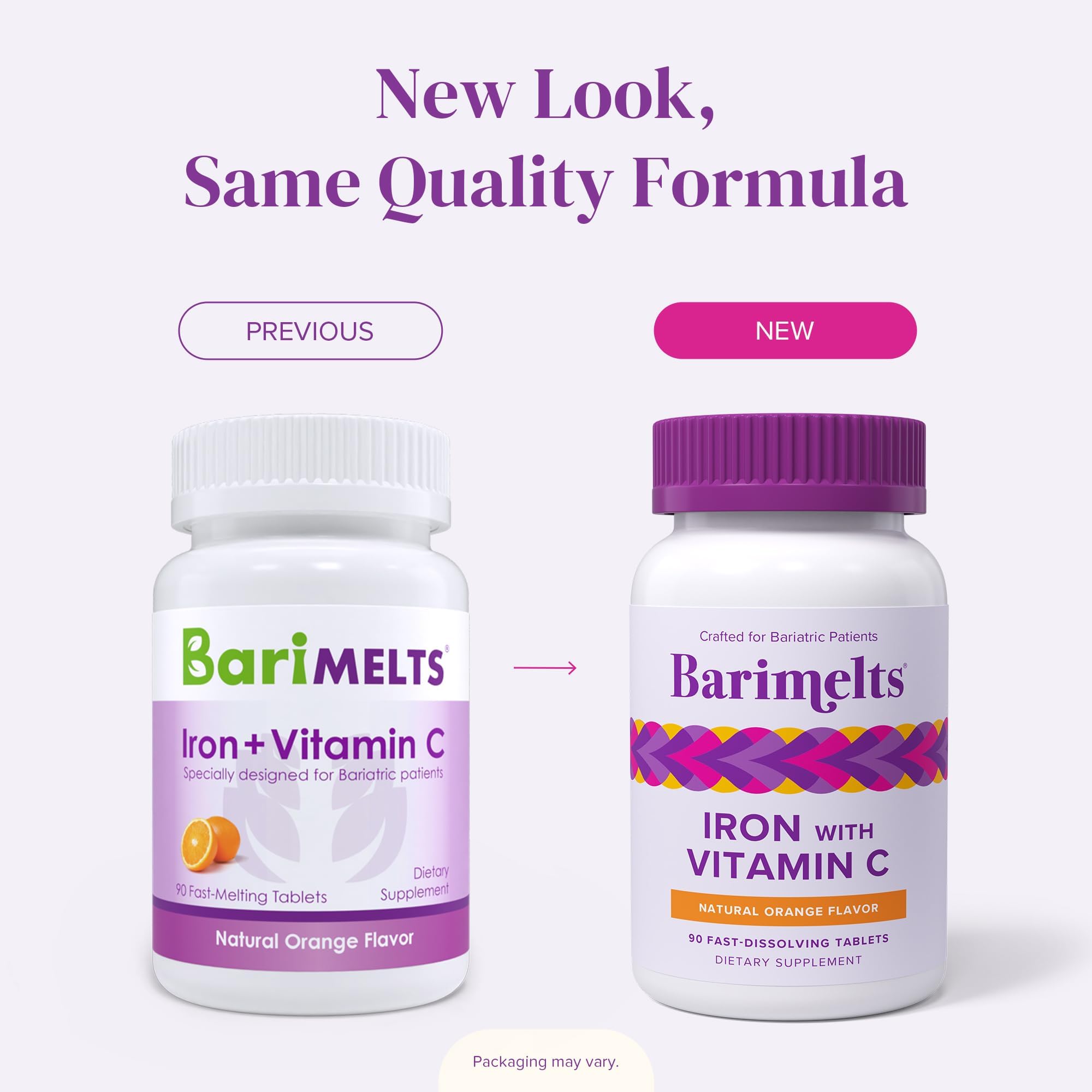 Barimelts Iron sugar-free packaging, a bariatric-friendly choice without added sugar.