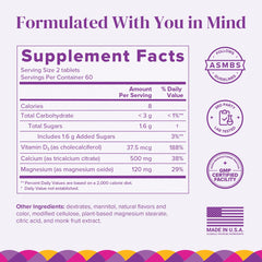 Barimelts natural berry flavor tablets for daily calcium.