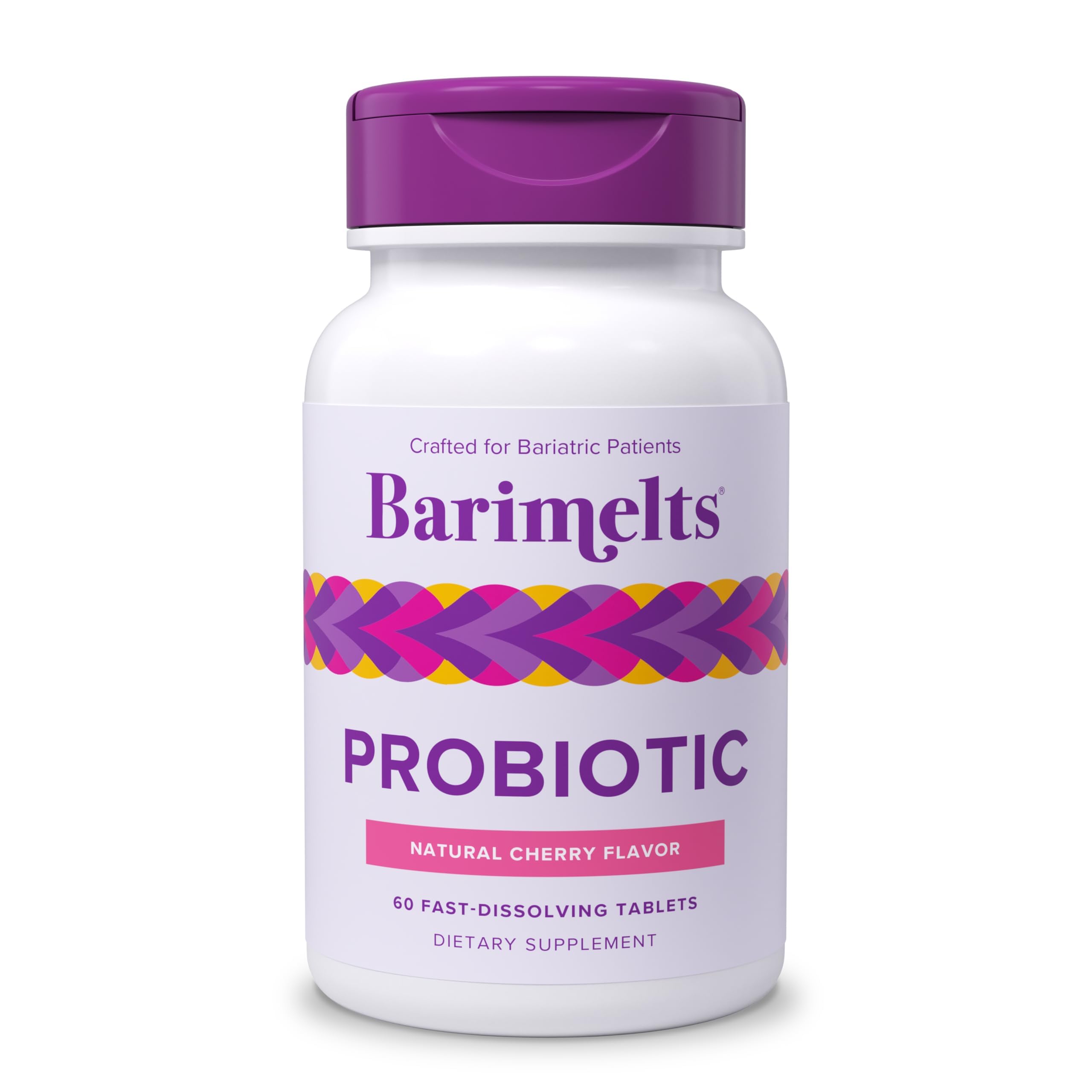 Barimelts Probiotic bottle with fast-dissolving tablets supporting gut health.