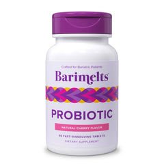 Barimelts Probiotic bottle with fast-dissolving tablets supporting gut health.