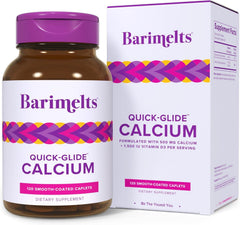 Barimelts Quick-Glide Calcium bottle caplets for easy swallowing and gentle absorption.