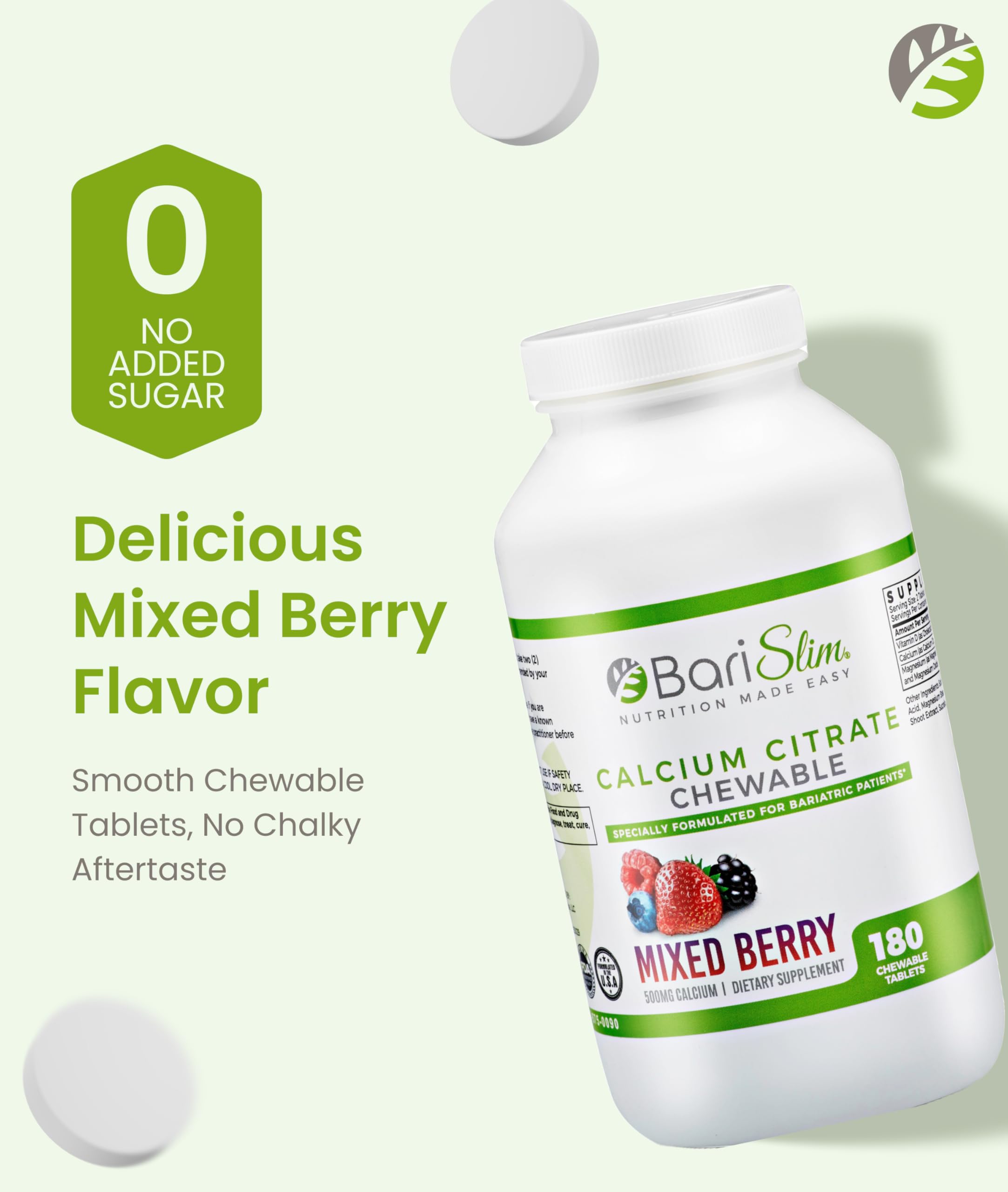 BariSlim chewables include magnesium and vitamin D for absorption
