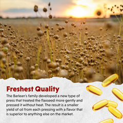 Barlean's flaxseed softgels deliver 1650 mg ALA per serving for daily omega support.