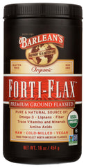 Barleans Forti-Flax organic flaxseed packaging front, a pantry staple for omega-3 and fiber.