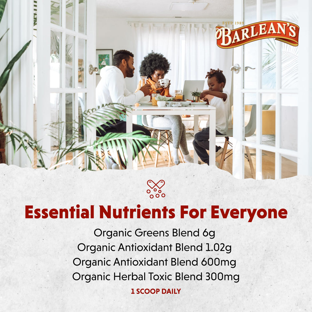 Barlean's Fruit and Berry powder swirl adds antioxidant support to shakes.