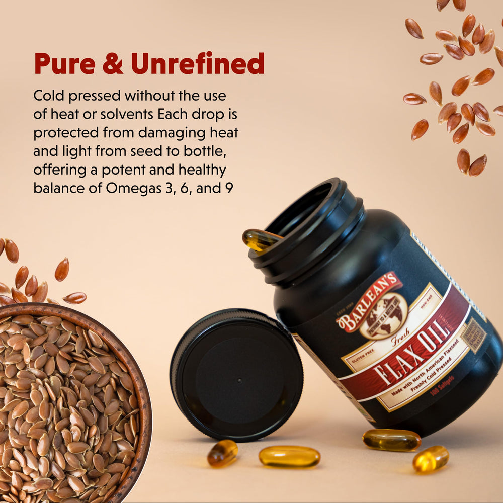 Barlean's non-GMO gluten-free flaxseed softgels suit sensitive diets.