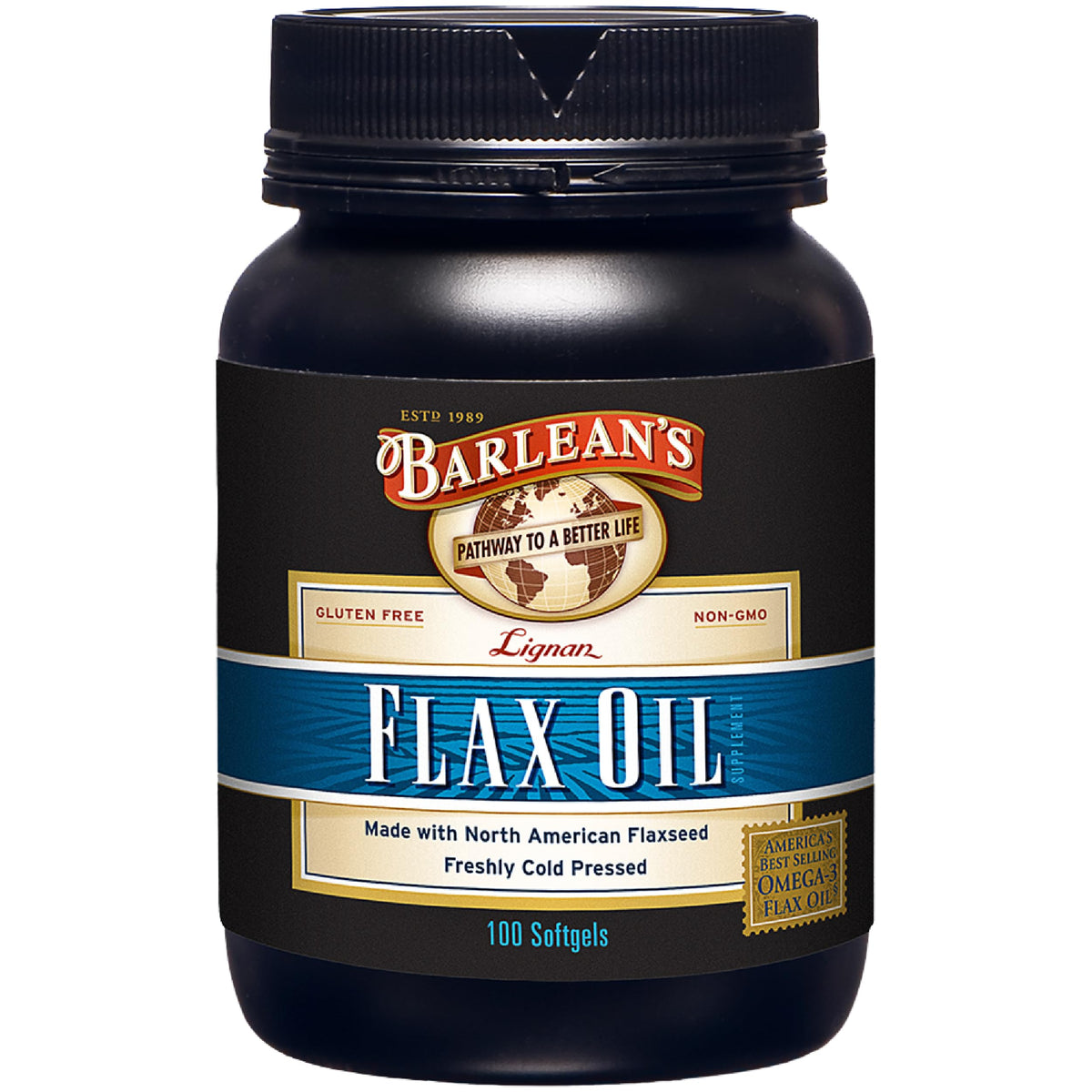 Barlean's omega 3-6-9 flaxseed oil softgels for easy daily supplementation