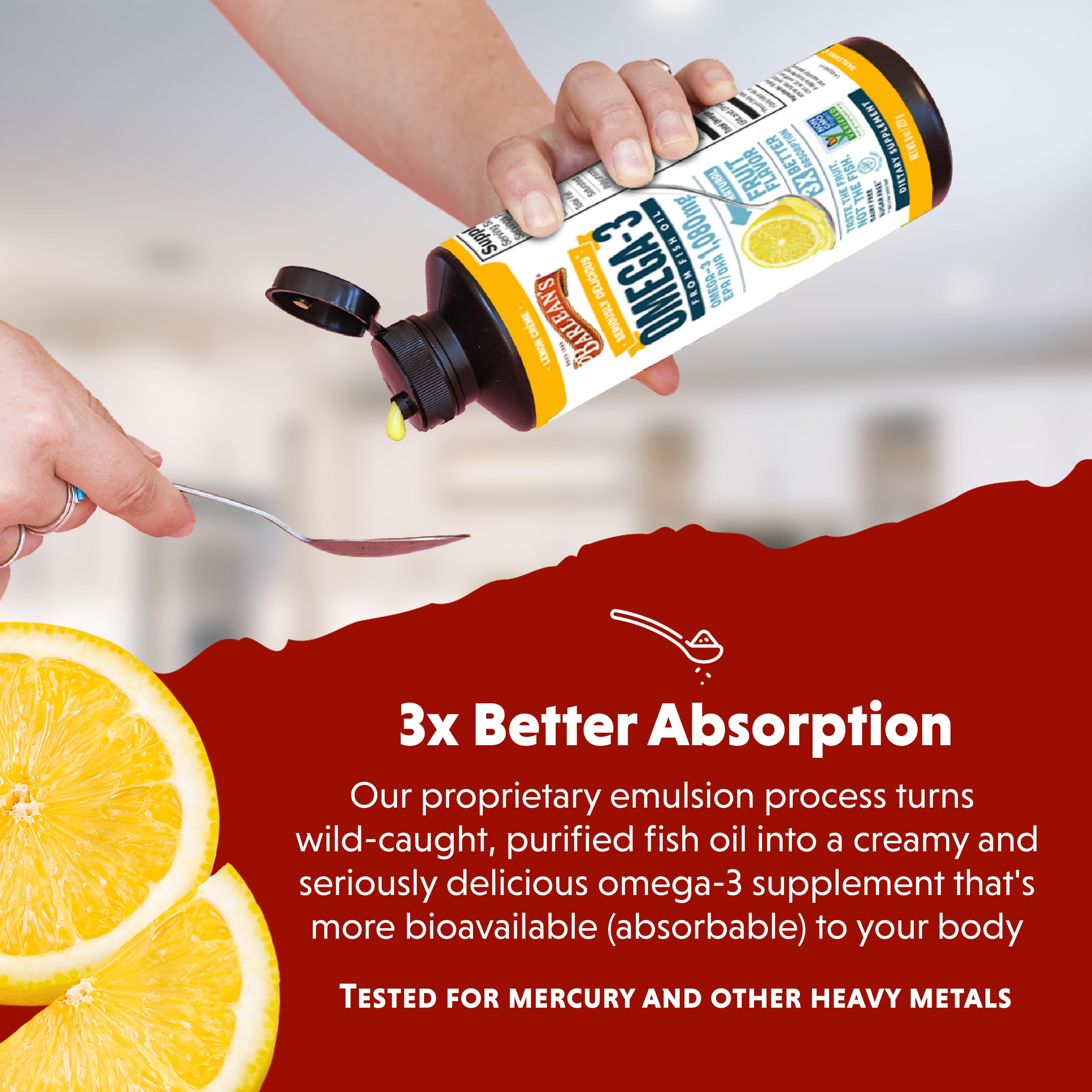 Barlean's Omega 3 Lemon Creme kid-friendly flavor supports family nutrition.