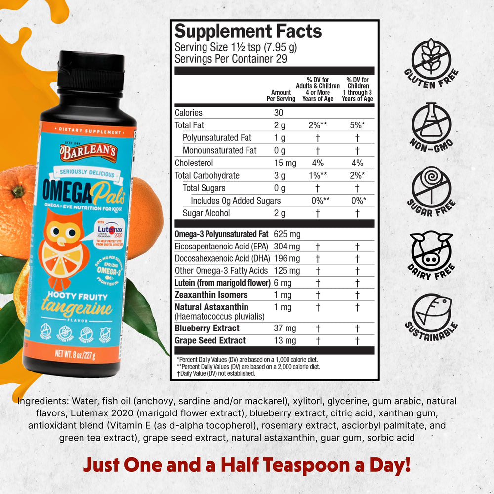 Barlean's Omega Pals Eye Health Liquid dropper for easy dosing