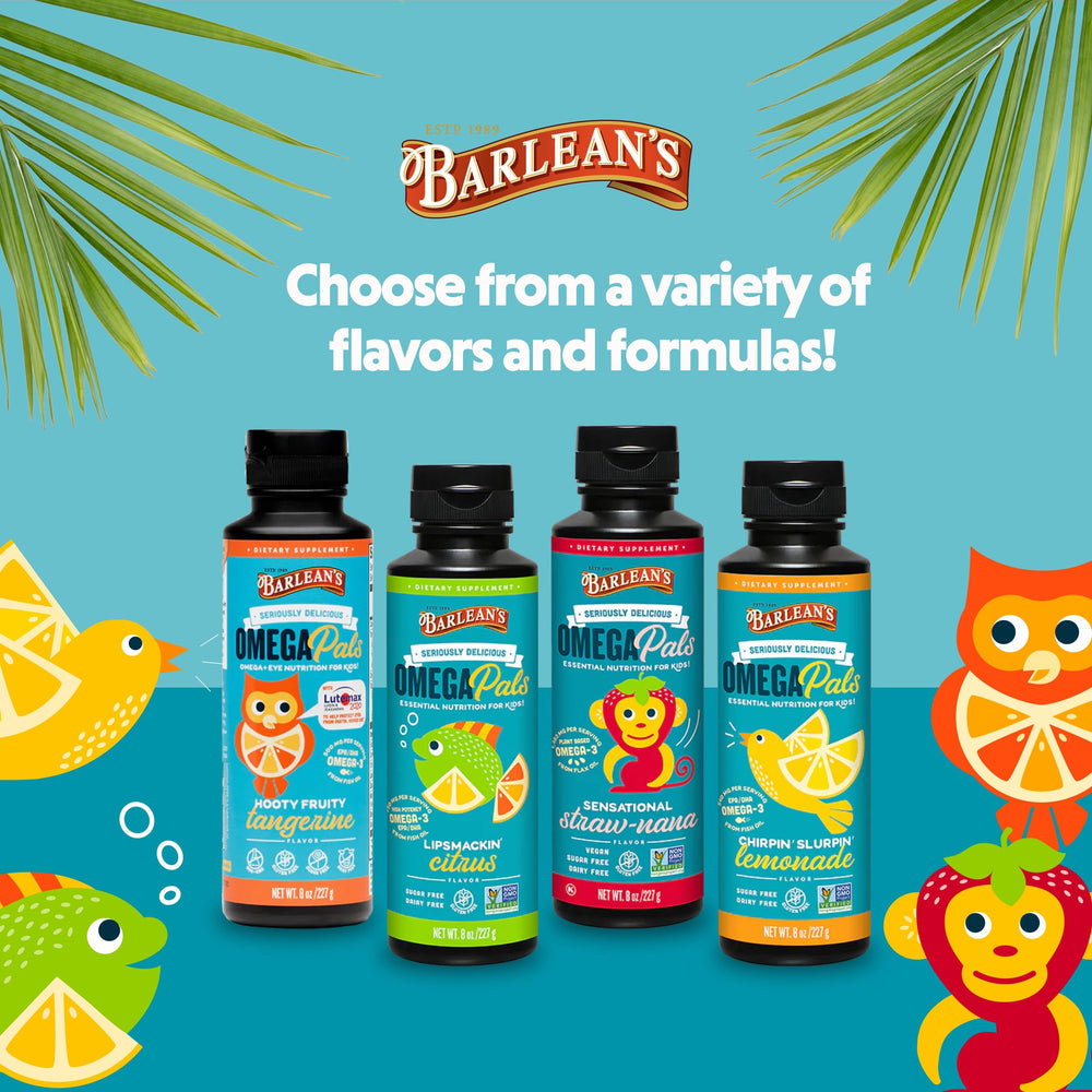 Barlean's Omega Pals Eye Health Liquid includes lutein and zeaxanthin for eye support