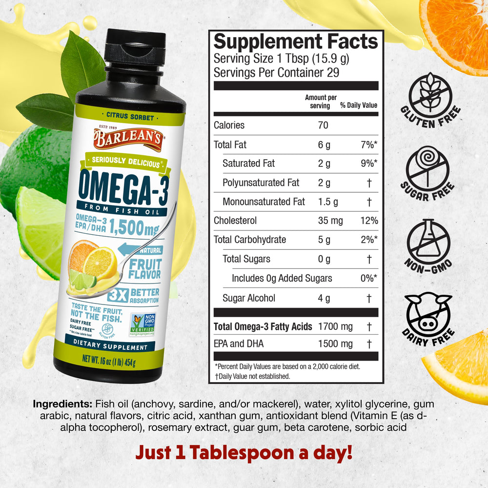 Close-up of Barlean's Omega-3 cap with easy pour design