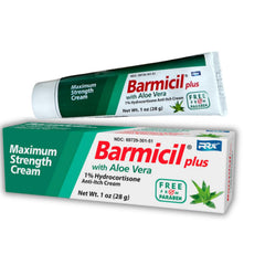 Barmicil Plus Cream tube front view for itching relief.