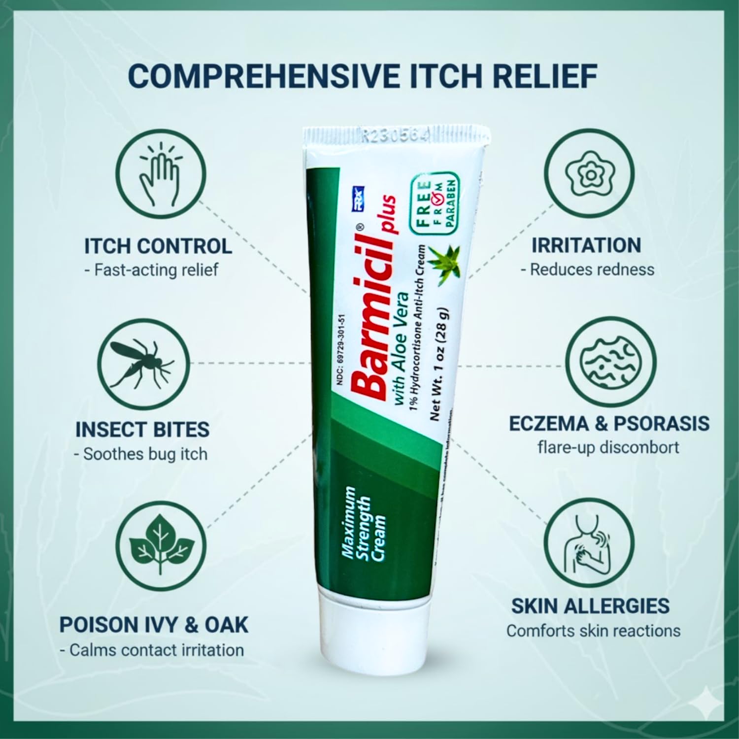 Barmicil Plus Cream tube side view, compact for travel.
