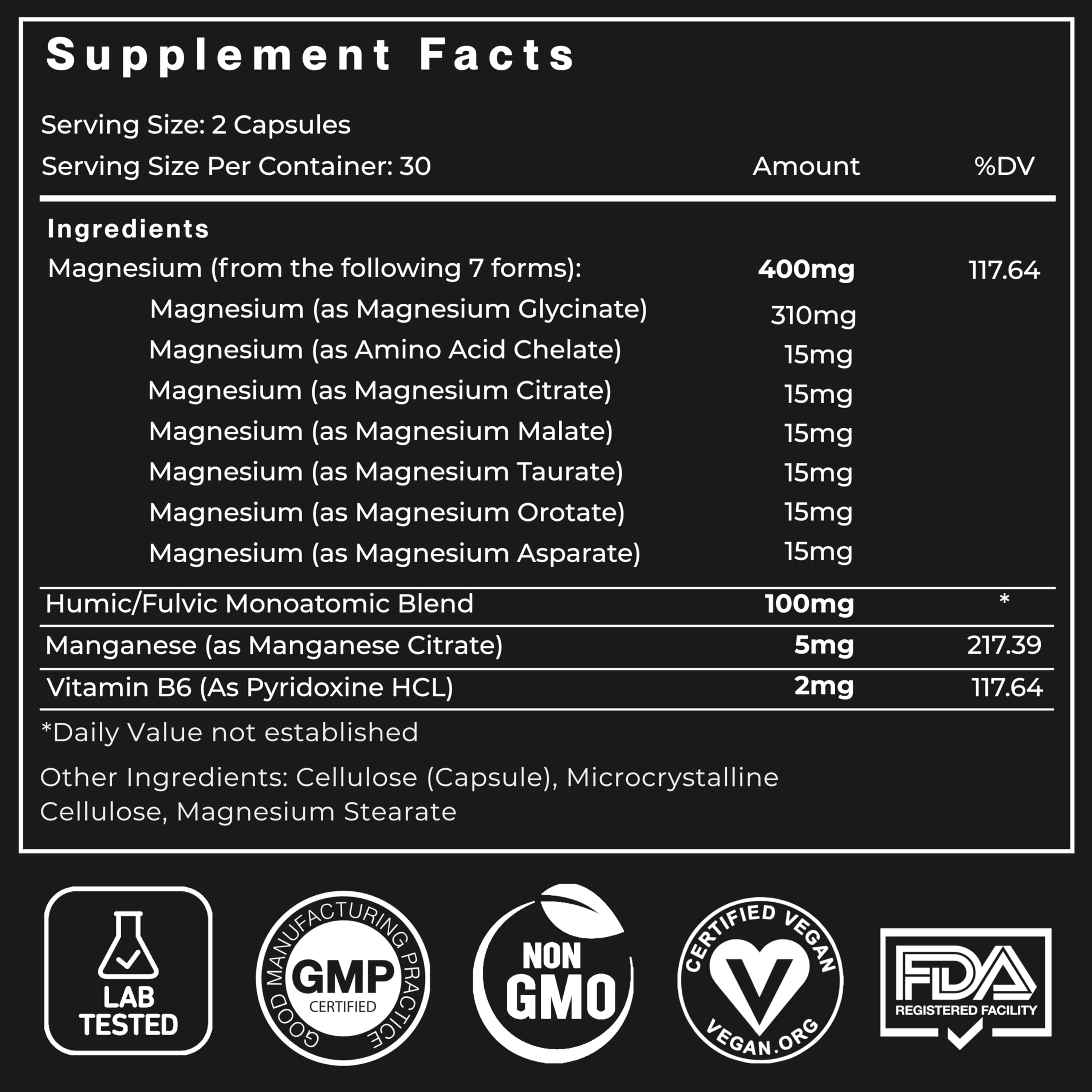 Barrett Recovery CALMg nutrition label detail indicating magnesium content