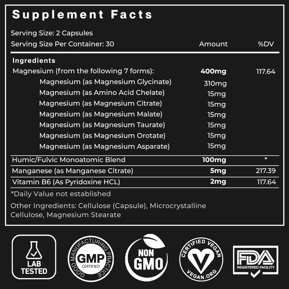 Barrett Recovery CALMg nutrition label detail indicating magnesium content