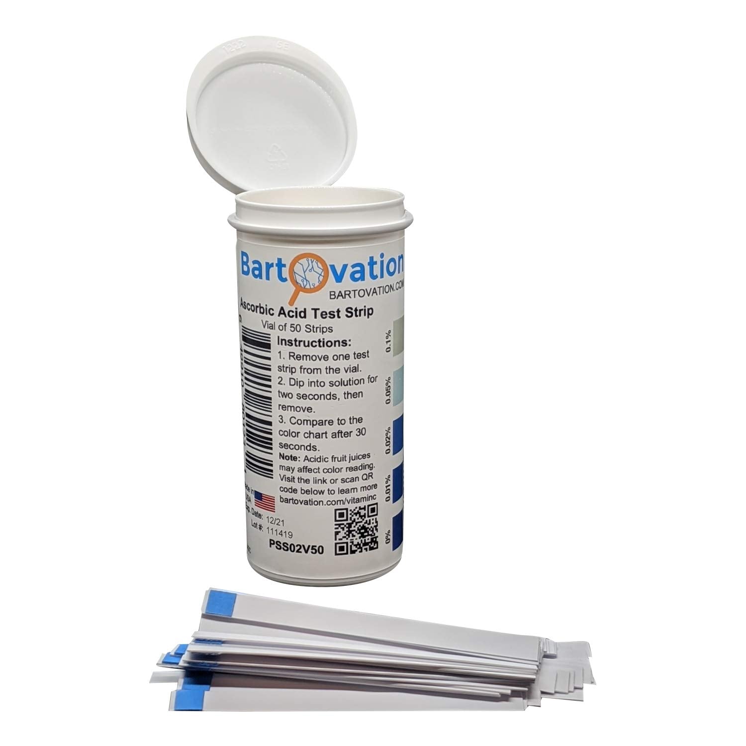 Bartovation strip being dipped into liquid for fast vitamin C check