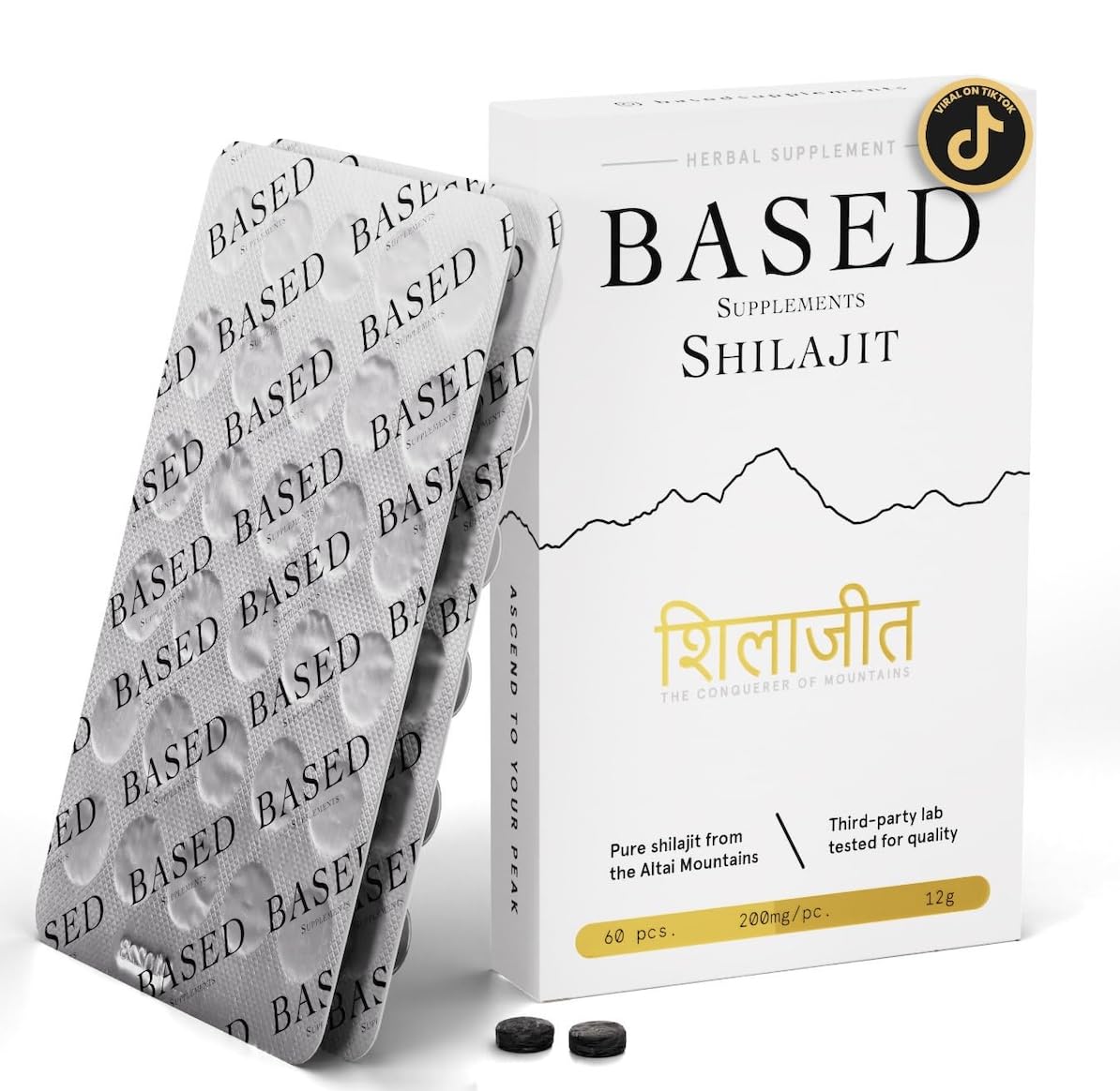 Based Shilajit tablets in blister-pack front for convenient daily energy support