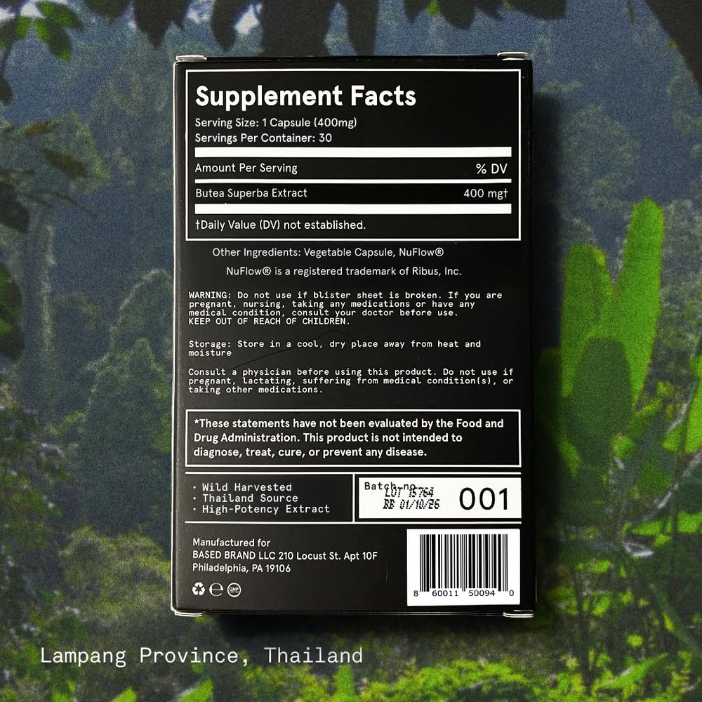 Based Supplements Butea Superba lab-tested formula with purity checks.