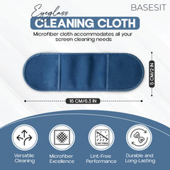 Basesit eyeglass cleaning cloth close-up highlights ultra-fine fibers lifting dust.