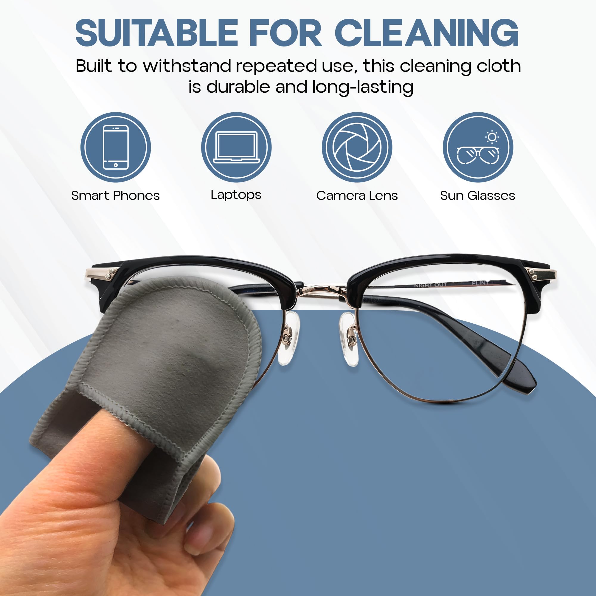 Basesit cloth cleans smartphone and glasses for screen clarity.