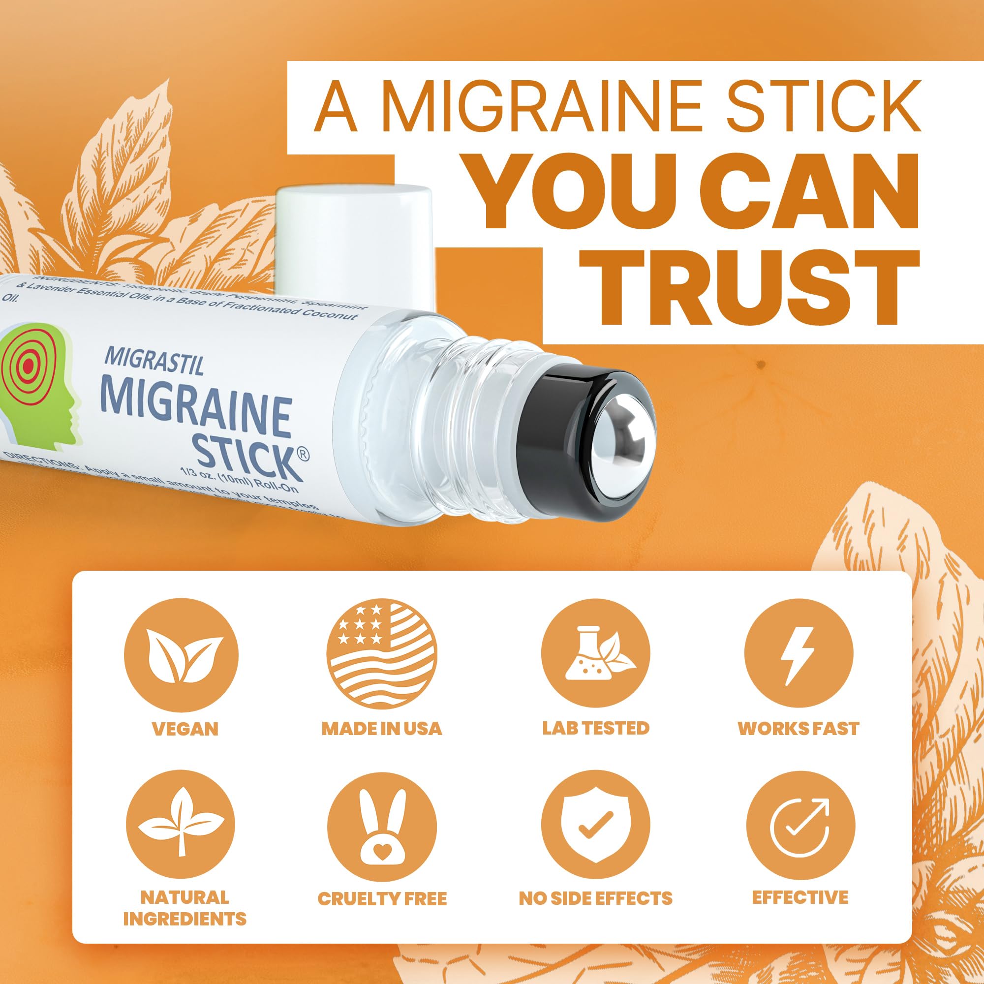 Ethically produced Migrastil packaging supports cruelty-free aromatherapy