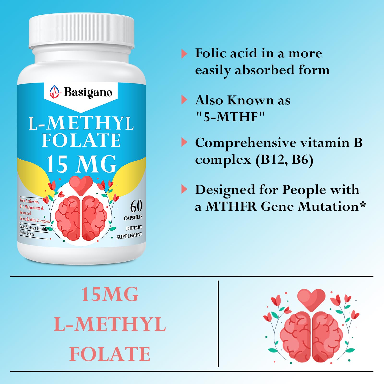 Basigano ginger root powder highlights natural absorption support.