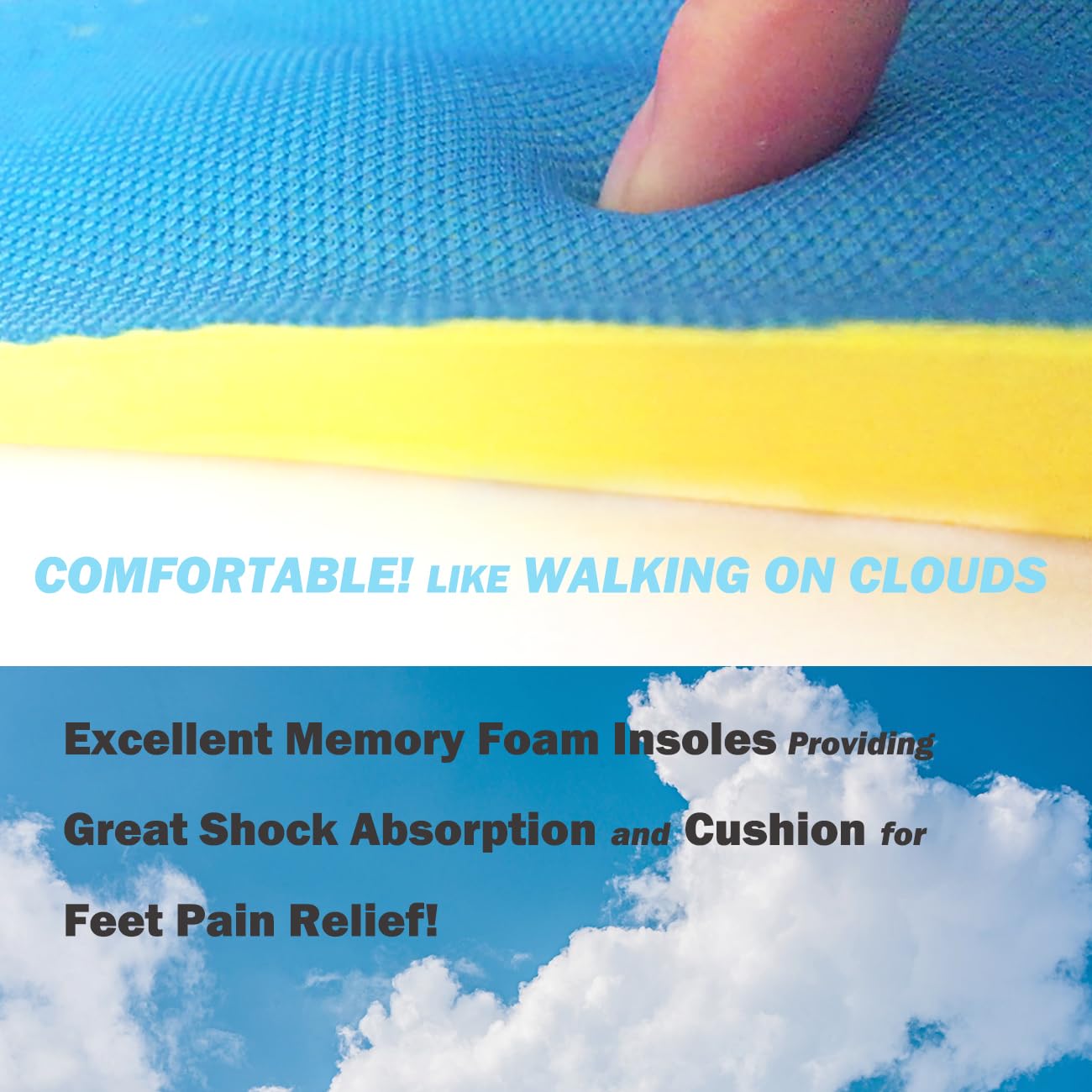 Basmile breathable mesh surface promotes air flow for drier feet.