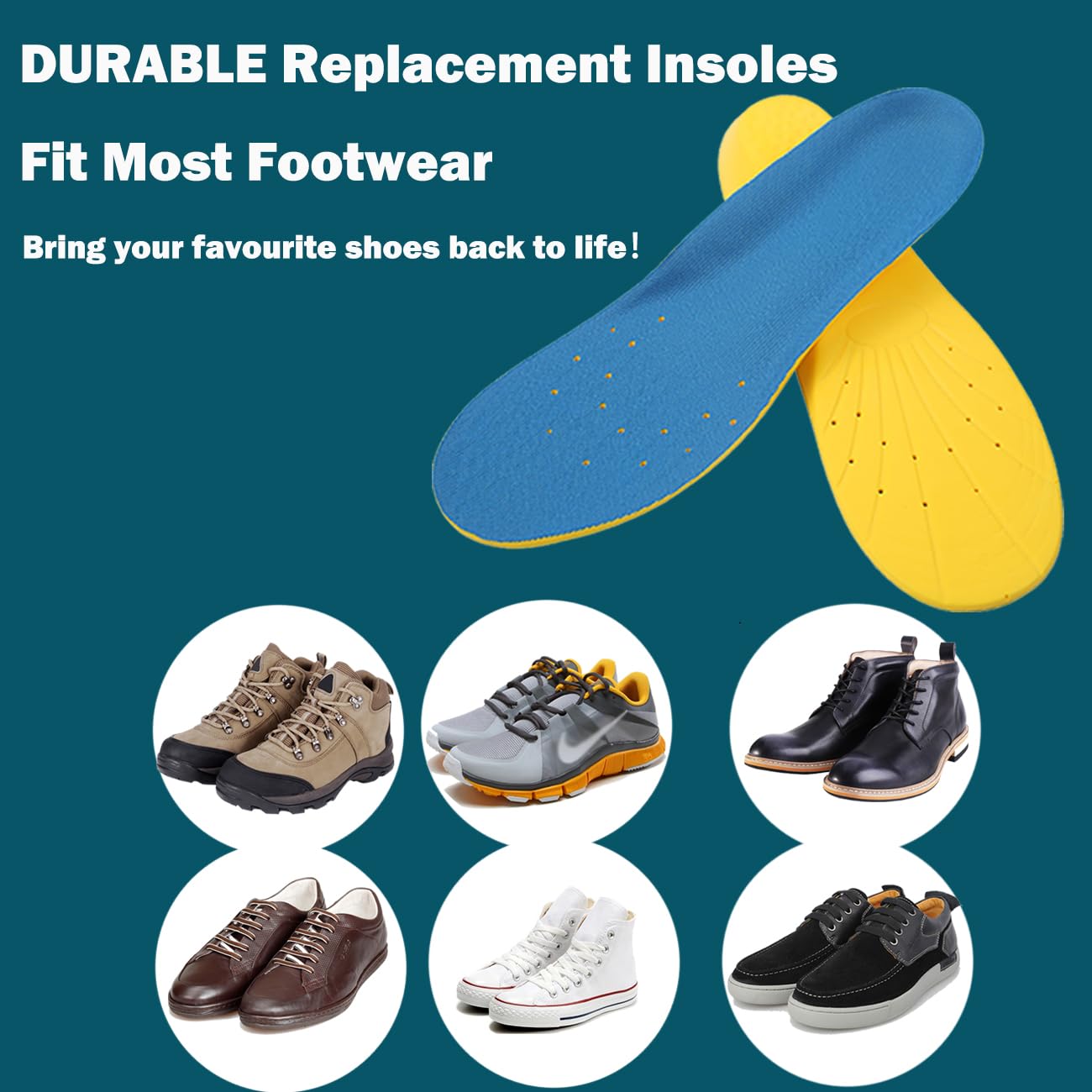 Basmile heel piece adds comfortable elevation for daily wear.