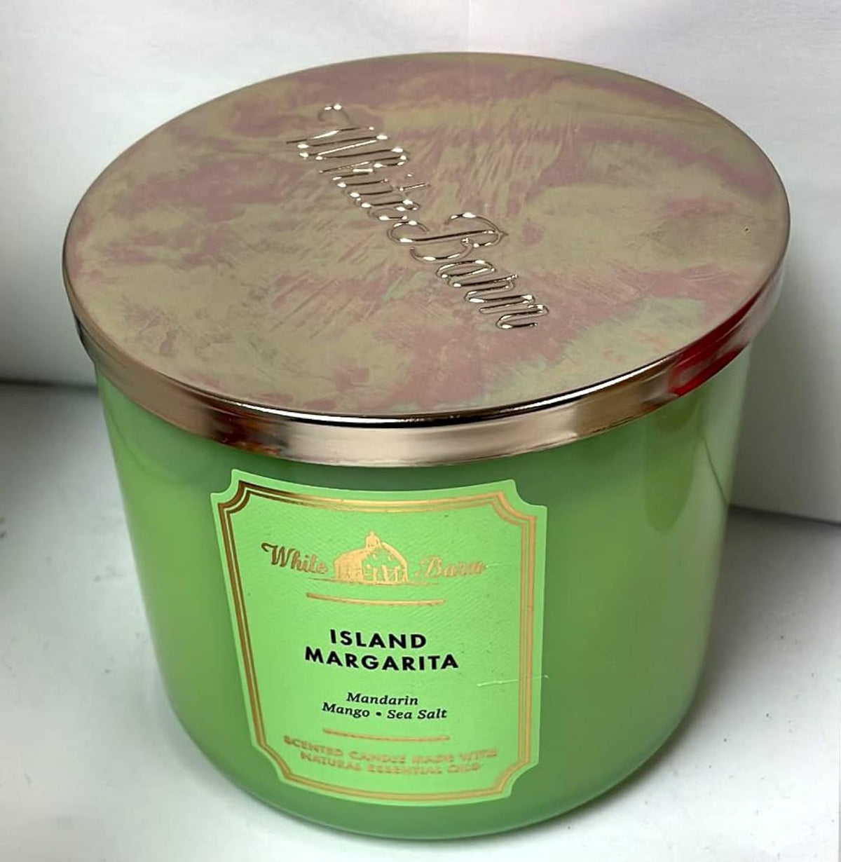 Bath & Body Works Island Margarita candle creating tropical brightness in a cozy room.